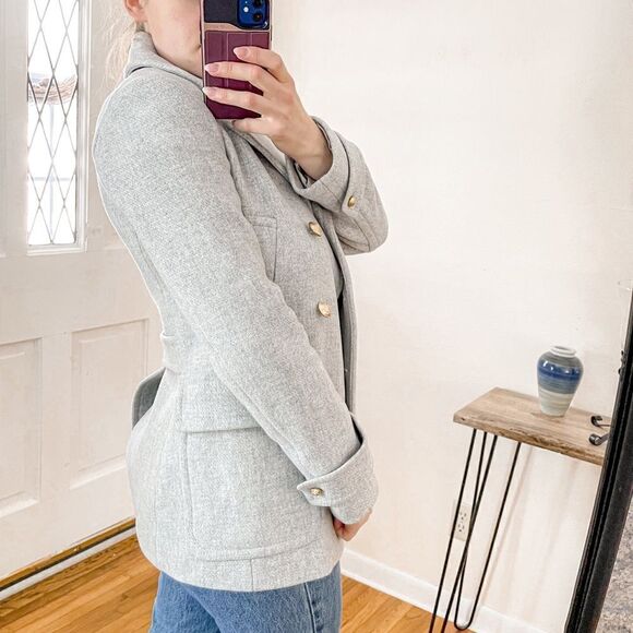 J Crew Stadium Cloth Wool Double Breasted Pea Coat 2 - Picture 3 of 10